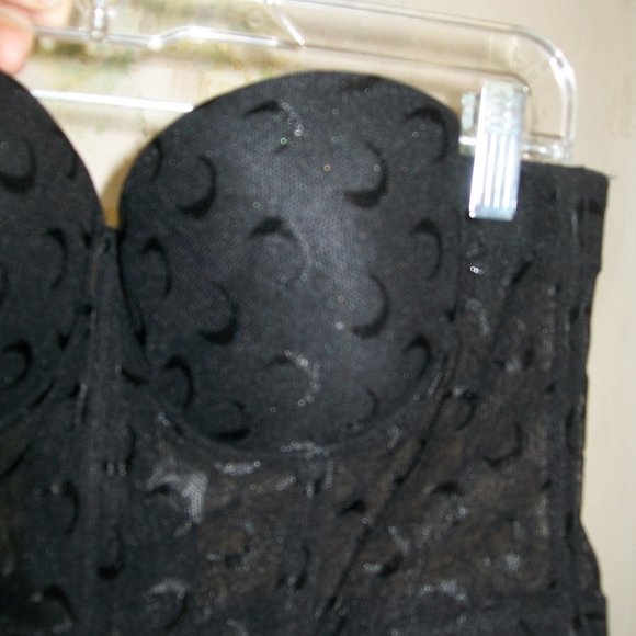 Poizen Industries Womens Black Mesh Moon Boned Figure Flattering Bustier Bra M/L - Picture 8 of 8